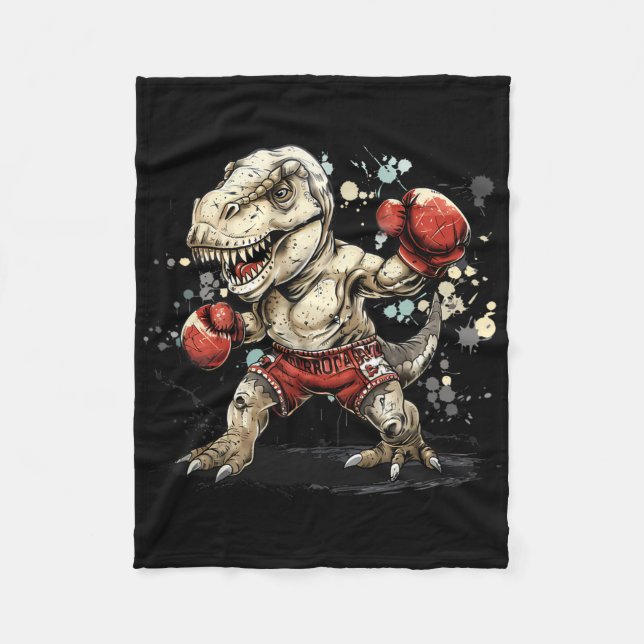 Cobertor De Velo Boxeador Dinossauro Boxeador T-rex Kickboxing Dino (Frente)