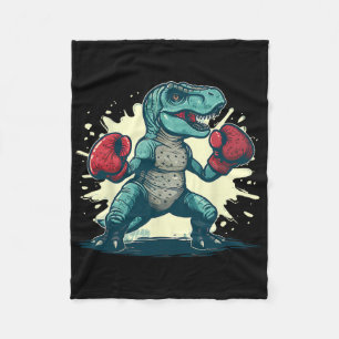 Cobertor De Velo Boxeando Dinossauro Boxeador T-rex Kickboxing Dino