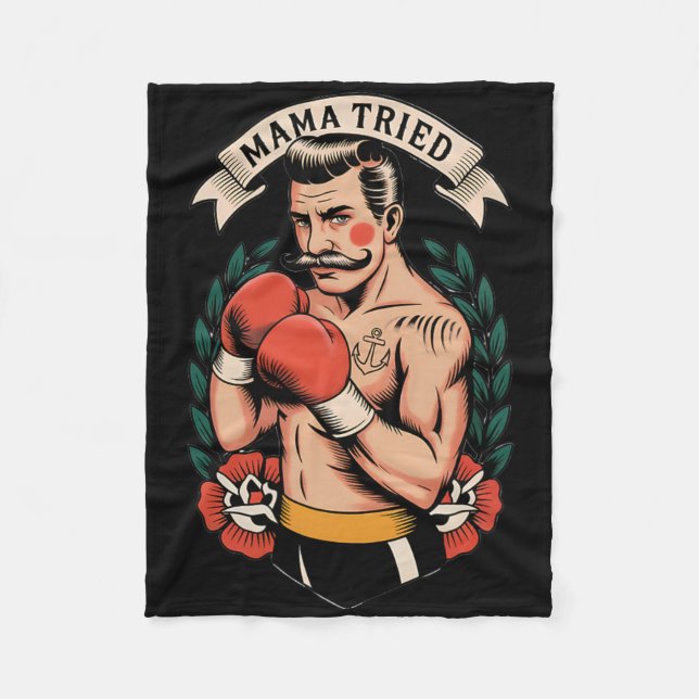 Cobertor De Velo Boxer Boxer American Traditional Tattoo Art Flash (Frente)