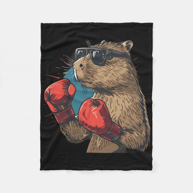 Cobertor De Velo Boxer Capyra Com Luvas De Boxe Kickboxing Engraçad (Frente)