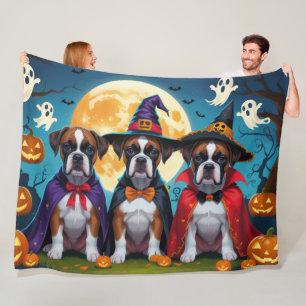 Cobertor De Velo Boxer Dogs Pumpkin Halloween Engraçado