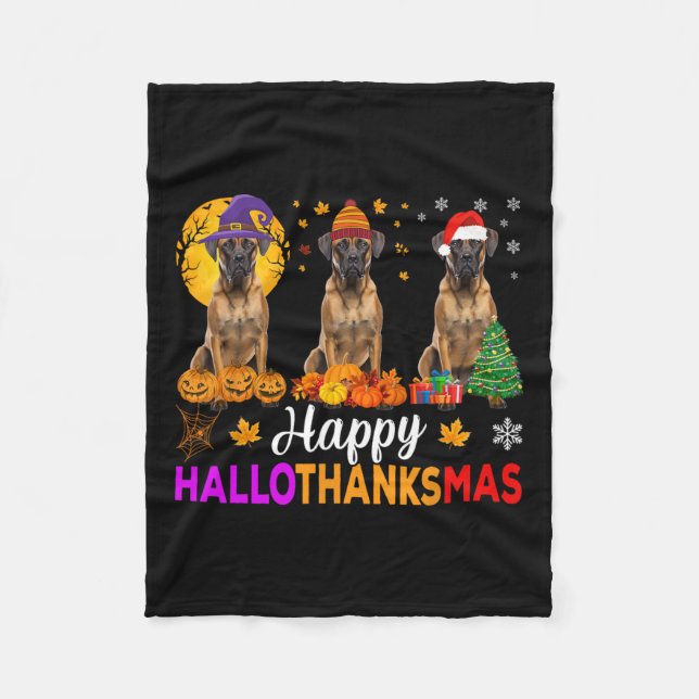 Cobertor De Velo Boxin Dog Halloween Hallothanksmas (Frente)