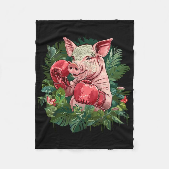 Cobertor De Velo Boxing Pig With Boxing Gloves Kickboxing Funny Box (Frente)