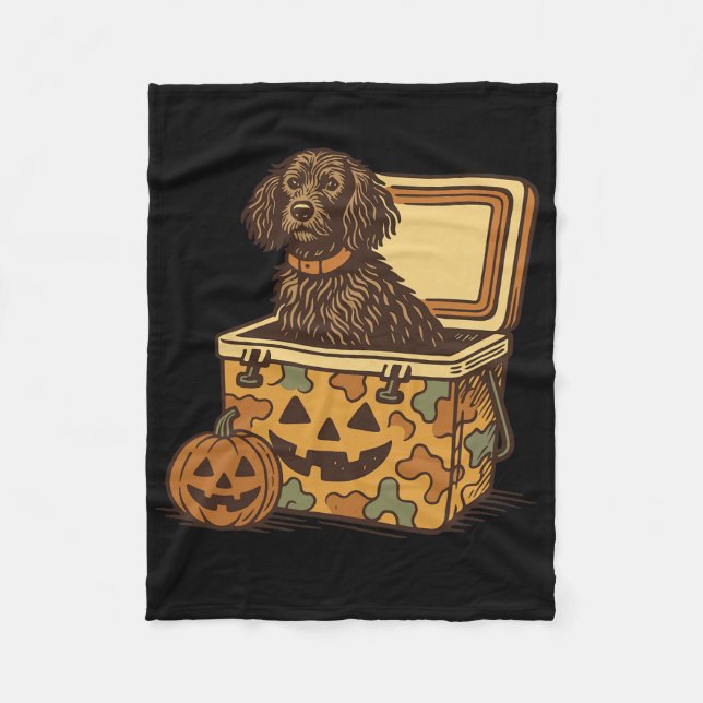 Cobertor De Velo Boykin Spaniel Em Camo Cooler Pumpkin Caça Caça (Frente)