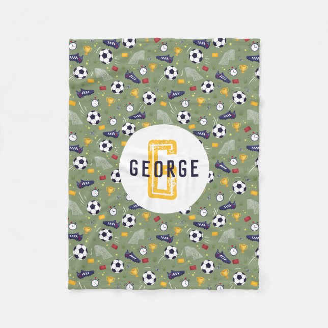 Cobertor De Velo Boys Cool Blue Football Soccer Sports Kids (Frente)