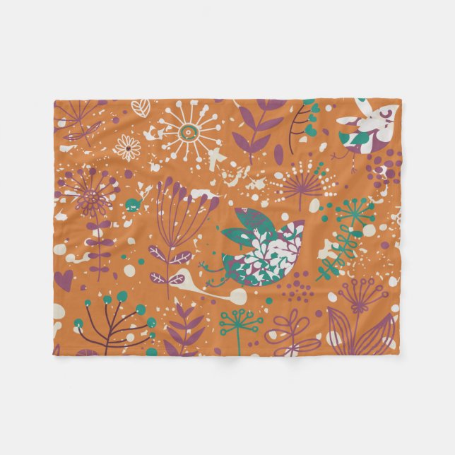 Cobertor De Velo Brancas Florais Whimsical Fleece Blanket (Frente (Horizontal))
