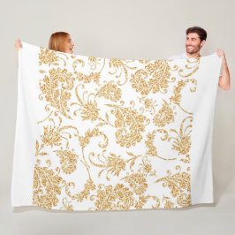 Cobertor De Velo Branco Floral Elegante Dourado