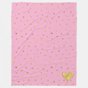 Cobertor De Velo Branco Rosa Dourado Pontos Coração Aniversário
