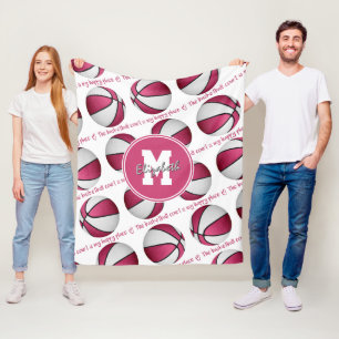 Cobertor De Velo branco rosa O campo de basquete é meu lugar feliz