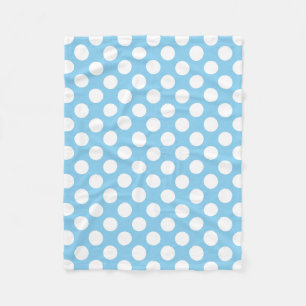 Cobertor De Velo Branco sobre Bolinhas de tamanho grande azul-bebê