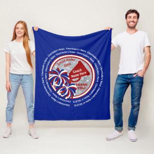 Cobertor De Velo Branco vermelho e ideias Cheerleading azuis do