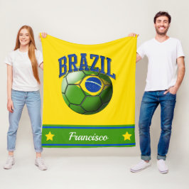 Cobertor De Velo Brasil: Bola de Futebol Bandeira | Nome