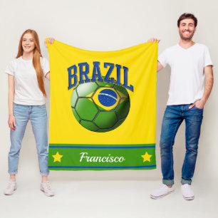 Cobertor De Velo Brasil: Bola de Futebol Bandeira   Nome