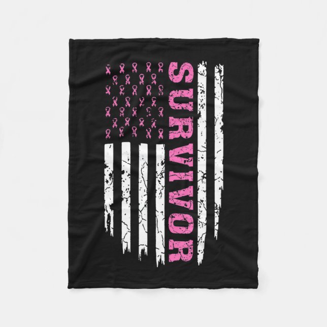 Cobertor De Velo Breast Cancer Awareness Pink Ribbon Survivor Ameri (Frente)