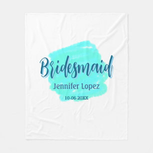 Cobertor De Velo Bridesmaid azul verde aquarela adiciona nome data 