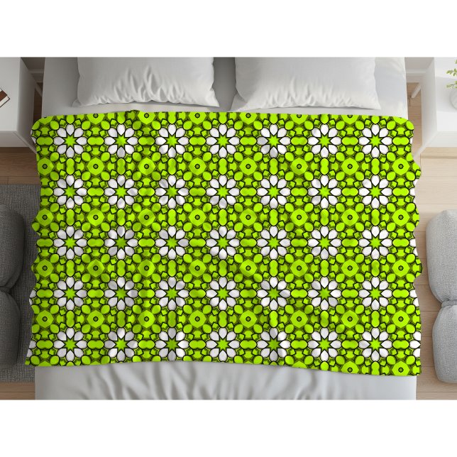 Cobertor De Velo Bright green and white floral patterned (Criador carregado)