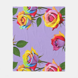 Cobertor De Velo Bright Multicolored Roses In Rainbow Shades 