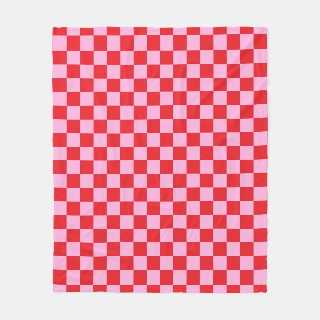 Cobertor De Velo Bright Red and Light Pink Checkered (Frente)