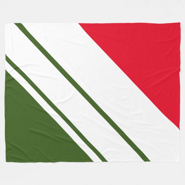 Cobertor De Velo Bright Red Forest Green - Grandes faixas brancas (Frente (Horizontal))