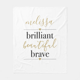 Cobertor De Velo Brilhante Bela Corajosa Nome Personalizado 