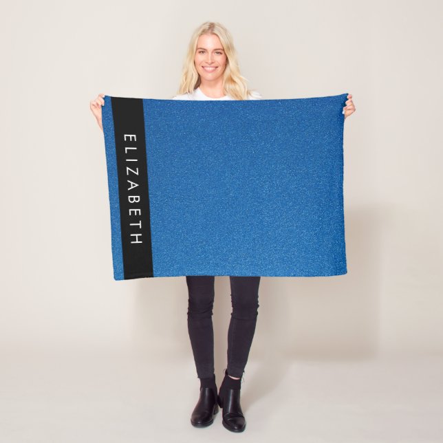 Cobertor De Velo Brilho Azul, Fundo da Glitter, Seu Nome (In Situ)