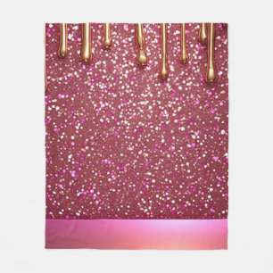 Cobertor De Velo Brilho Cor-de-Rosa sobre Fundo Metálico Dourado