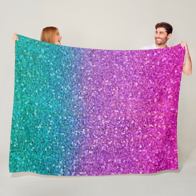 Cobertor De Velo Brilho Rosa Azul Turquesa e Roxo (In Situ)