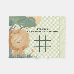 Cobertor De Velo Brincadeira Tac Toe Jogo Gingham Nome Boho Lion
