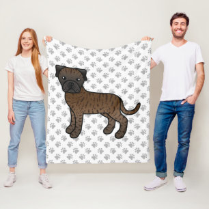 Cobertor De Velo Brindle Bullmastiff Cute Cartoon Dog & Paws