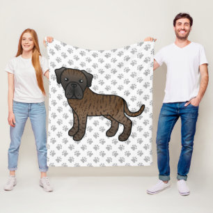 Cobertor De Velo Brindle English Mastiff Cute Cartoon Dog & Paws
