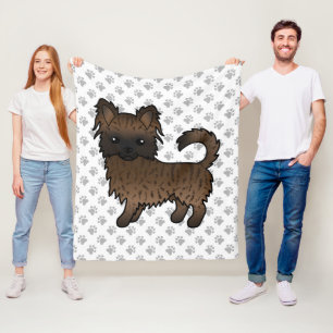 Cobertor De Velo Brindle Long Casaco Chihuahua Cartoon Dog & Paws