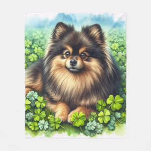 Cobertor De Velo Brindle Sable Pomeranian Green Shamrock