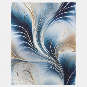 Cobertor De Velo Brisa Dourada - Fluxo de Azul e Ouro Arte Abstrata