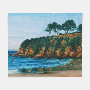 Cobertor De Velo Brittany Rocky Coast Beach Acrylic Painting, aconc