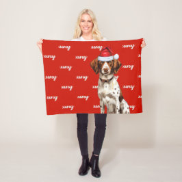 Cobertor De Velo Brittany Spaniel Dog Nome Patterado Natal