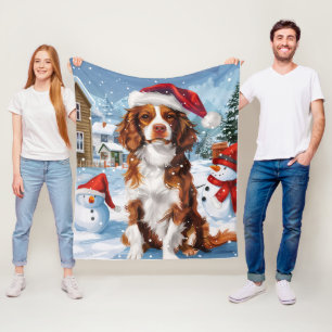 Cobertor De Velo Brittany Spaniel Dog Winter Wonderland Natal