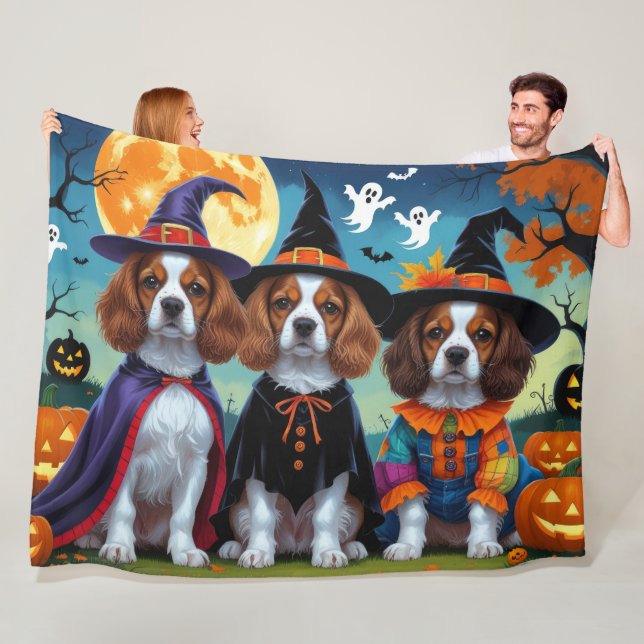 Cobertor De Velo Brittany Spaniel Dogs Pumpkin Halloween Engraçado (In Situ)