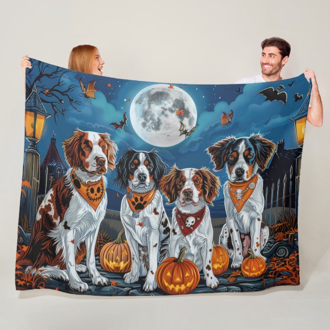 Cobertor De Velo Brittany Spaniel Halloween Spooky (In Situ)