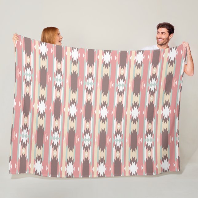 Cobertor De Velo Brown, Mauve & Green Aztec, Southwestern Fleece (In Situ)