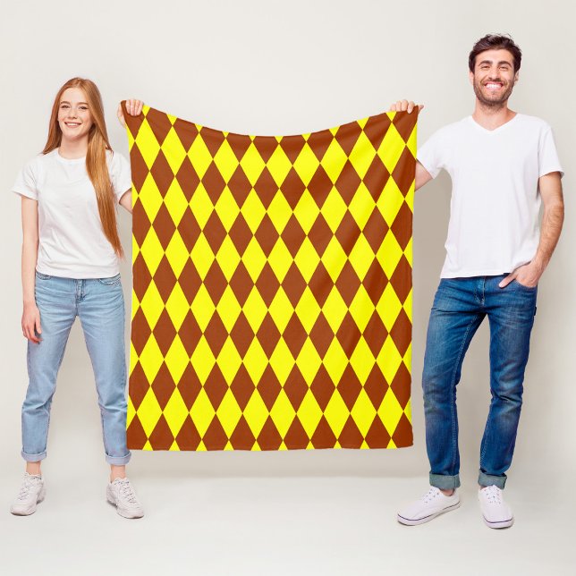 Cobertor De Velo Brown Yellow Harlequin Checkered Design  (Criador carregado)