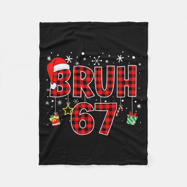 Cobertor De Velo Bruh 67 Meme Funny Christmas Red Plaid Xmas Pajama (Frente)