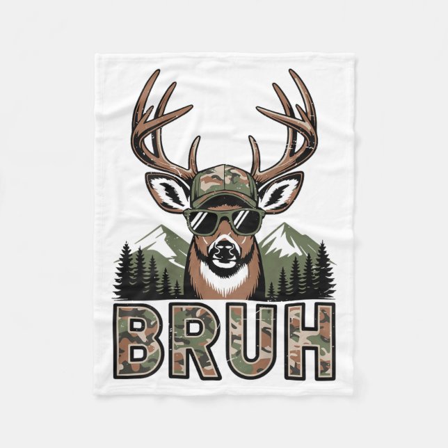Cobertor De Velo Bruh Camo Deer Hunting Camouflage Elk Buck Funny Y (Frente)