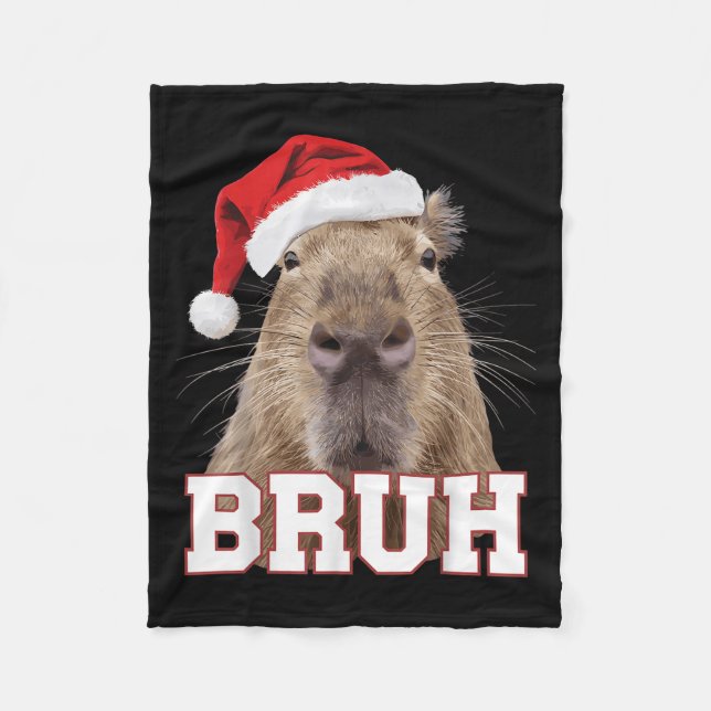 Cobertor De Velo Bruh Capybara Funny Santa Hat Boné de Natal (Frente)