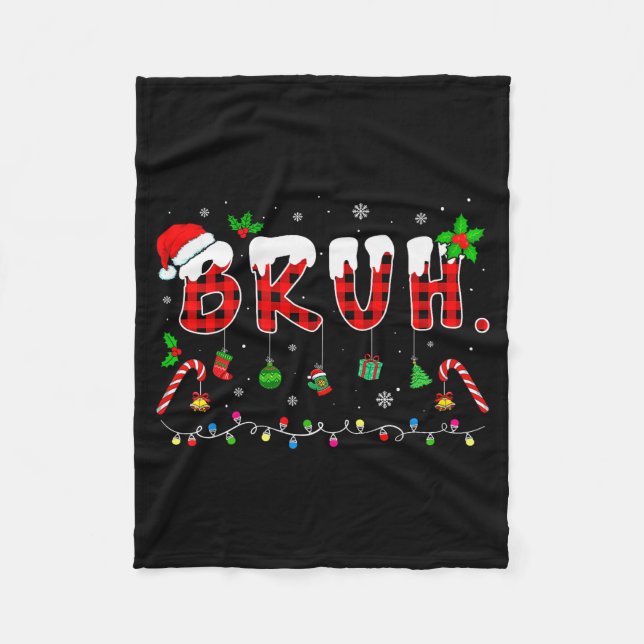 Cobertor De Velo Bruh Funny Christmas Red Plaid Teens Boys Kids Xma (Frente)