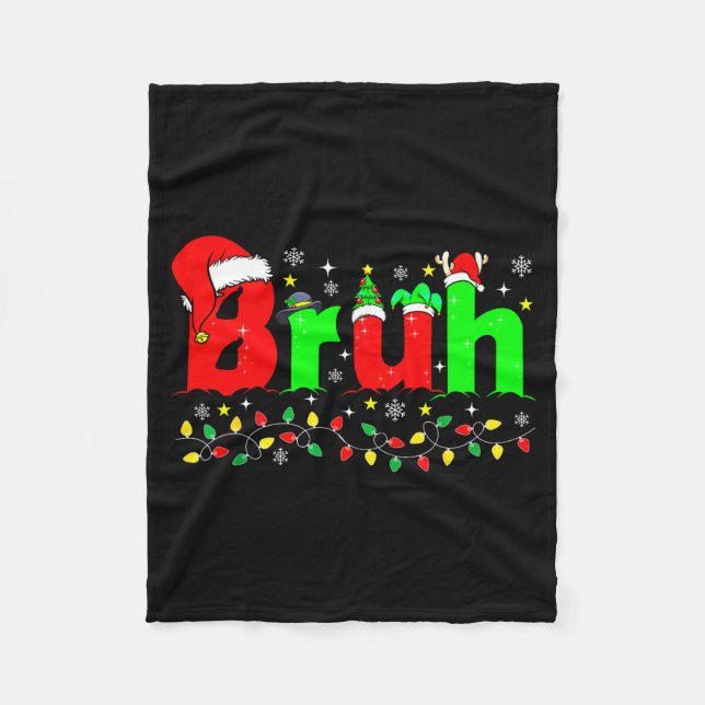Cobertor De Velo Bruh Funny Christmas Santa Hat Teens Boys Kids Xma (Frente)