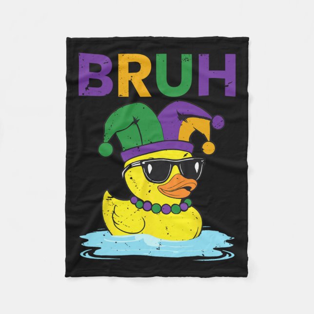 Cobertor De Velo Bruh Funny Duck Mardi Gras Rubber Duck Com Jester (Frente)