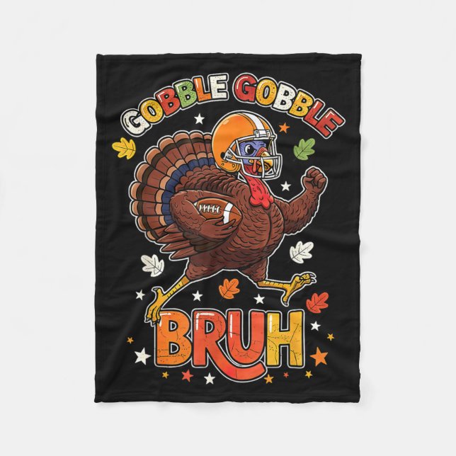 Cobertor De Velo Bruh Funny Thanksgiving Turkey Gobble Football Boy (Frente)