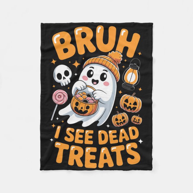 Cobertor De Velo Bruh Ghost Halloween Ghost Trick Ou Treine Kid (Frente)