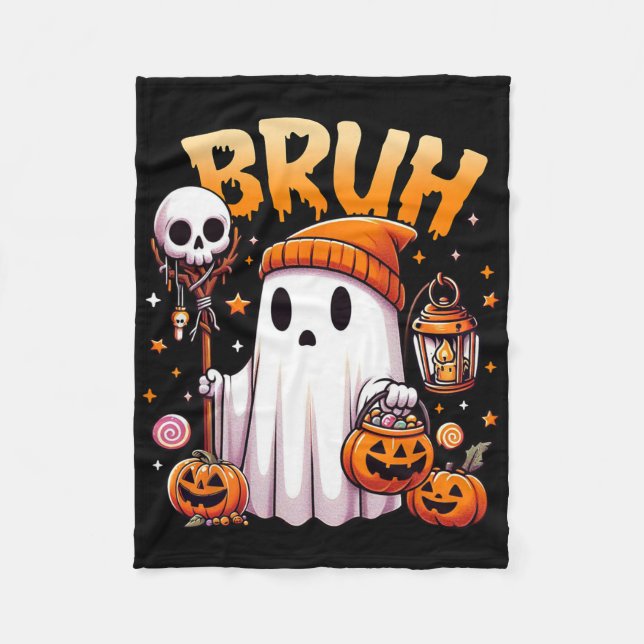 Cobertor De Velo Bruh Ghost Halloween - Truque De Fantasma Ou De Tr (Frente)
