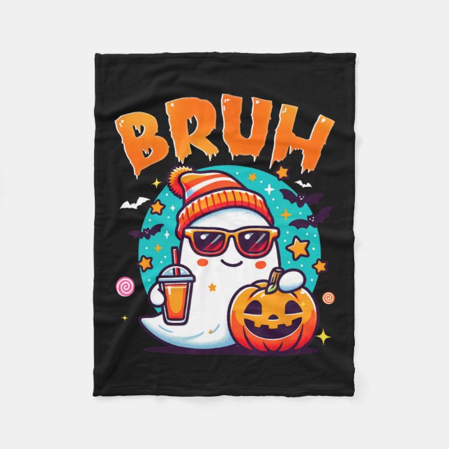 Cobertor De Velo Bruh Ghost Halloween - Truque De Fantasma Ou De Tr (Frente)